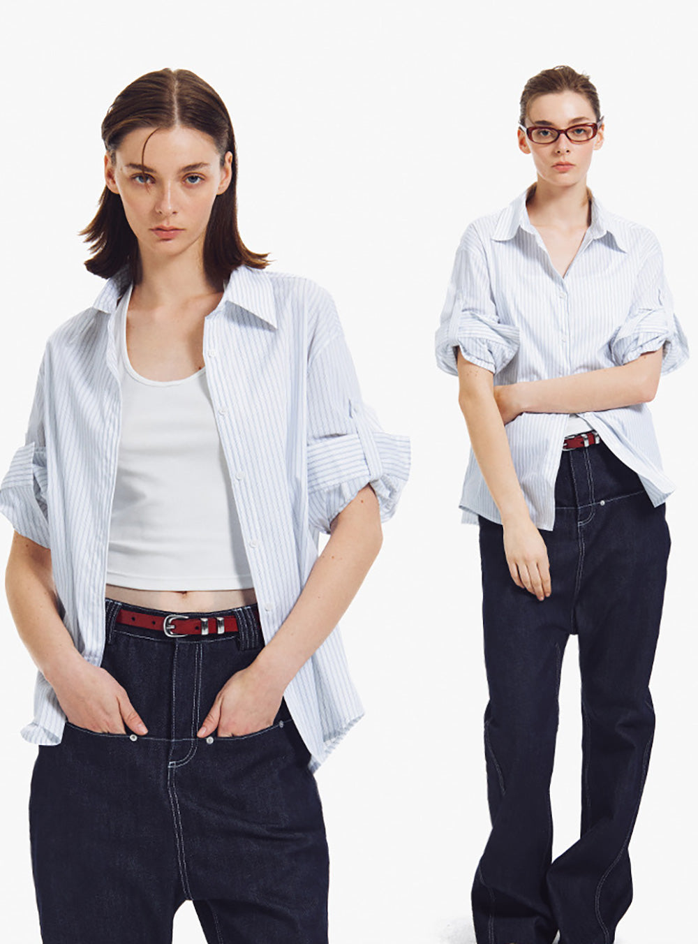 Classic Striped Convertible Long-Sleeve Shirt