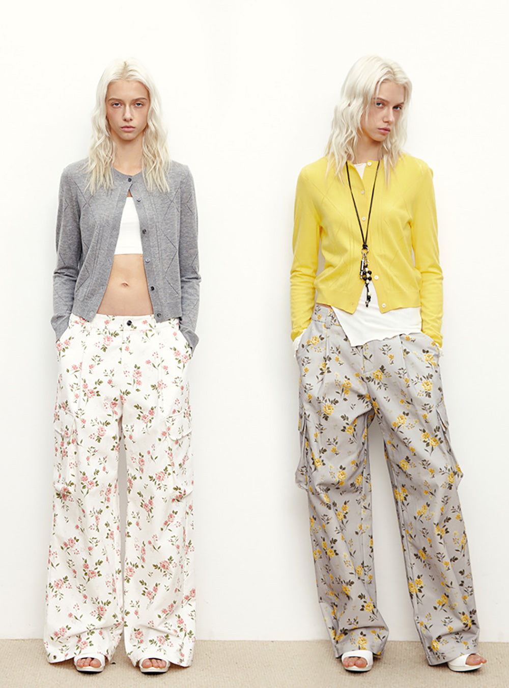 Floral Printed Cargo Pants (2color)