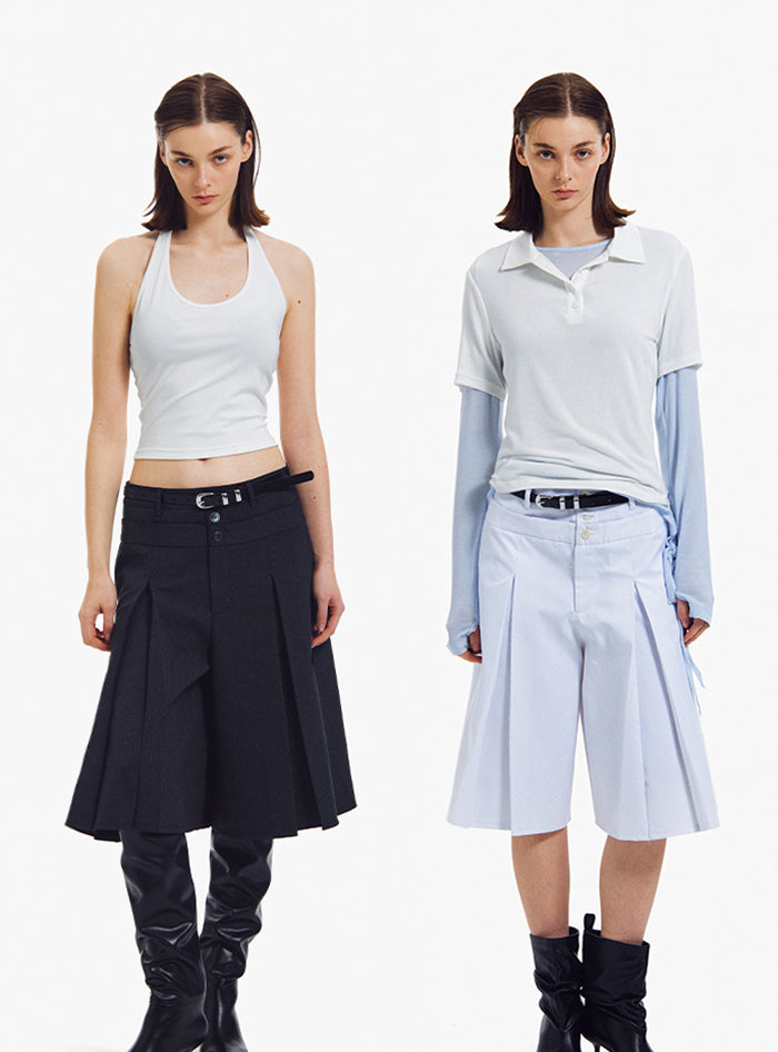 Striped A-Line Wide Pants (2 Colors)