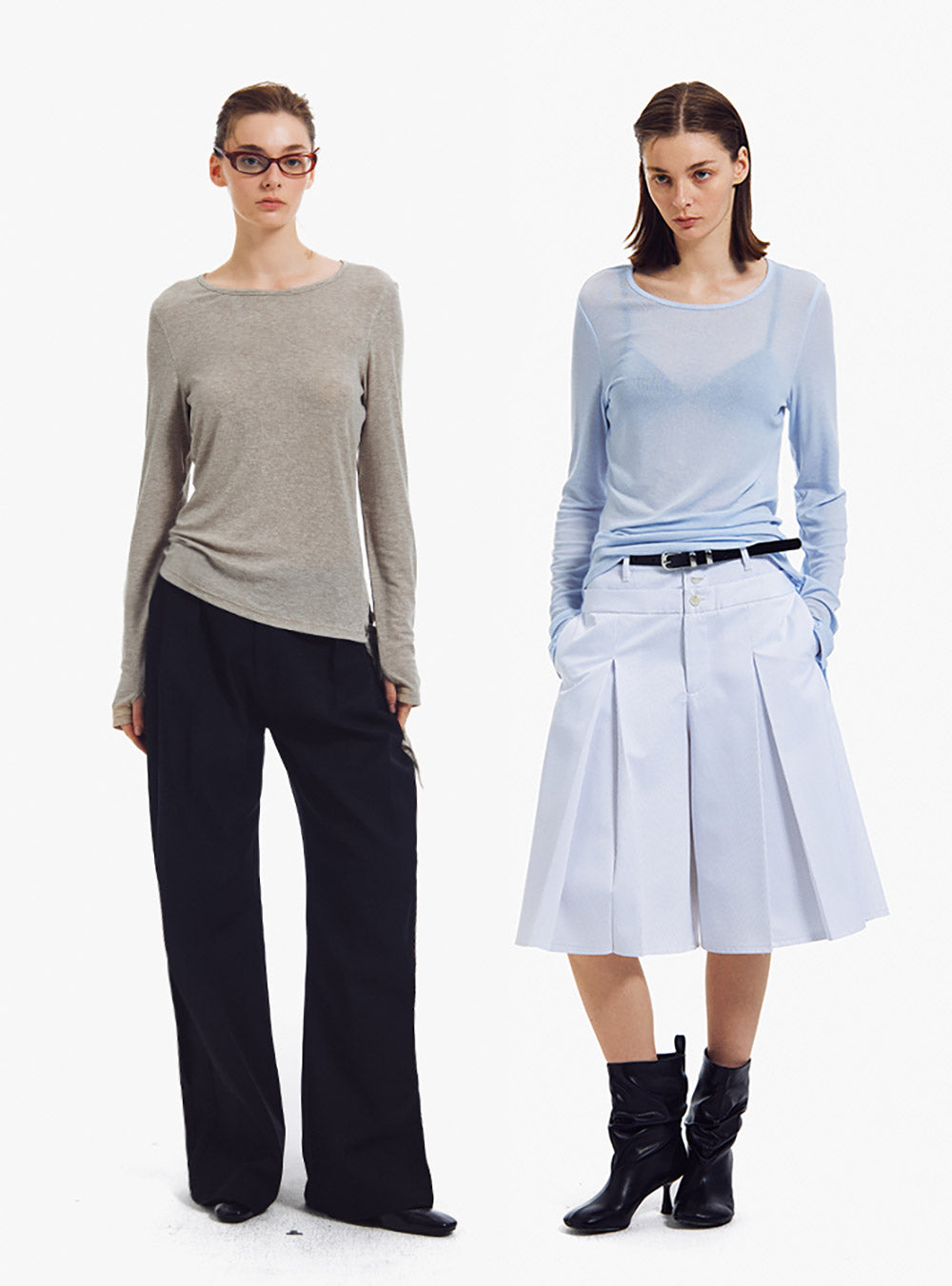 Contrast Layered Wool Knit Top (4 Colors)