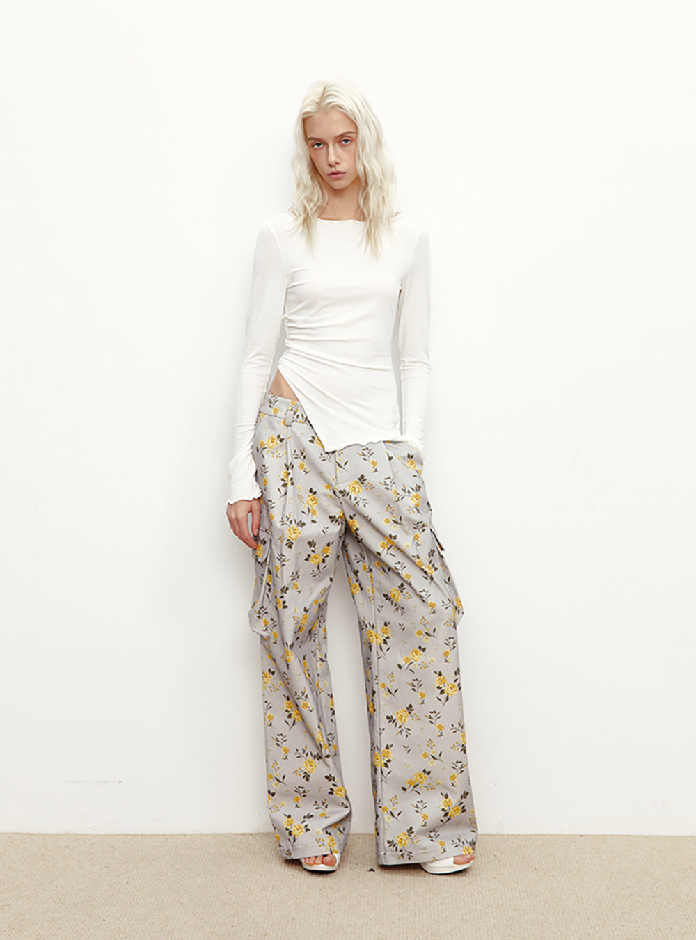 Floral Printed Cargo Pants (2color)