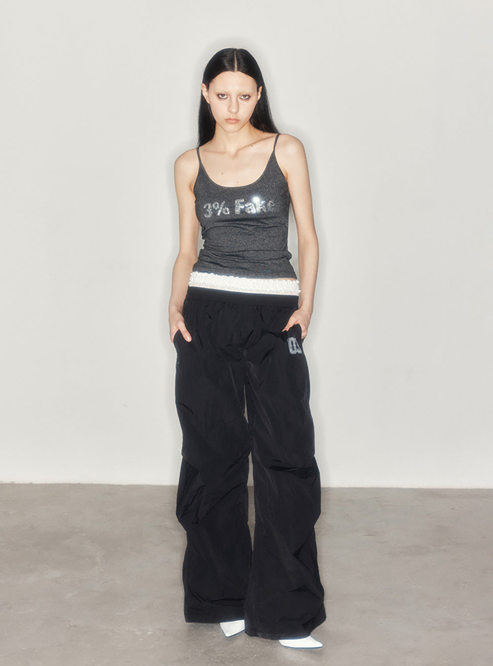 Double Waistband Wide-Leg Pants