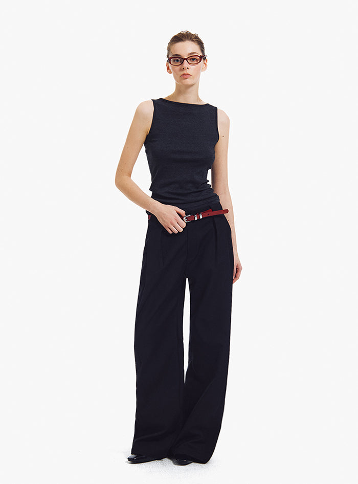 Tailored Wide-Leg Pants (Black)