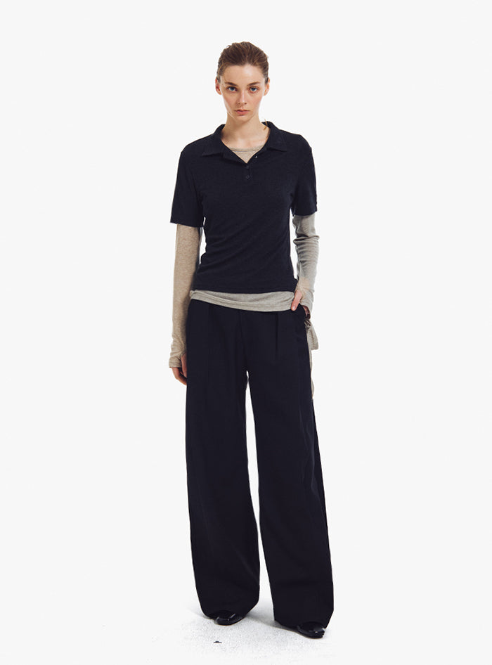 Tailored Wide-Leg Pants (Black)