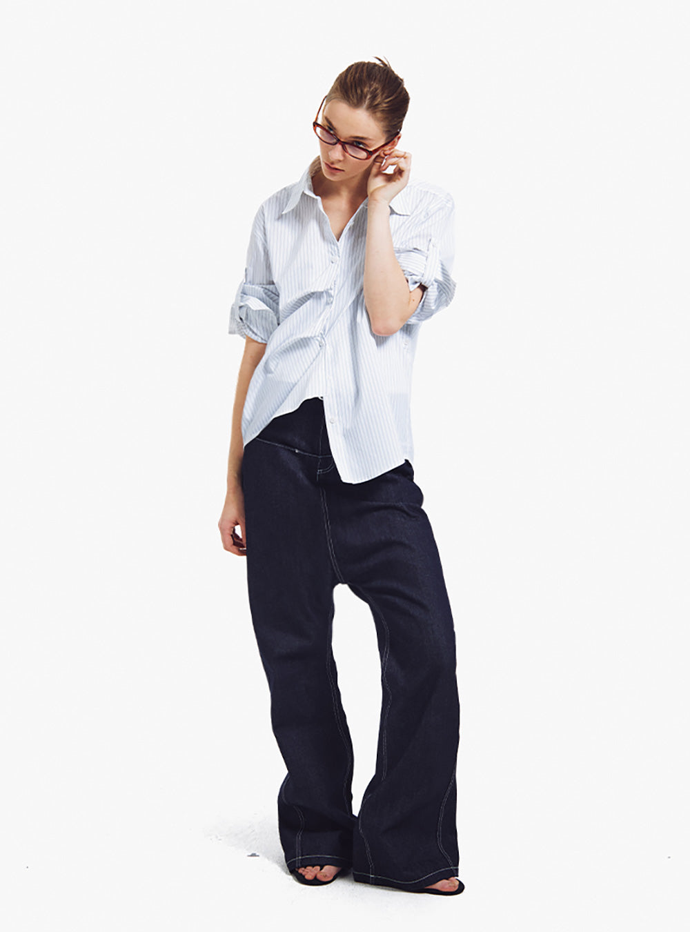 Classic Striped Convertible Long-Sleeve Shirt