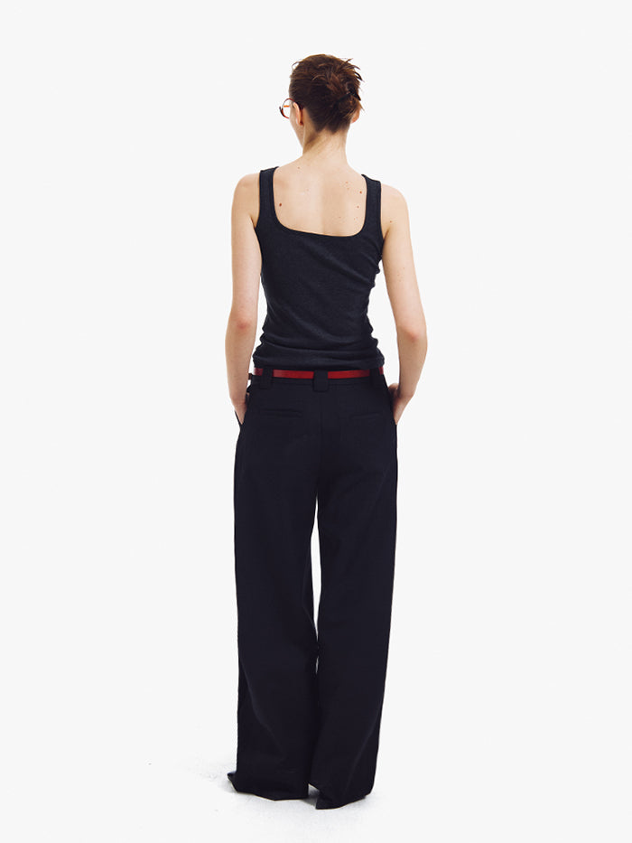 Tailored Wide-Leg Pants (Black)
