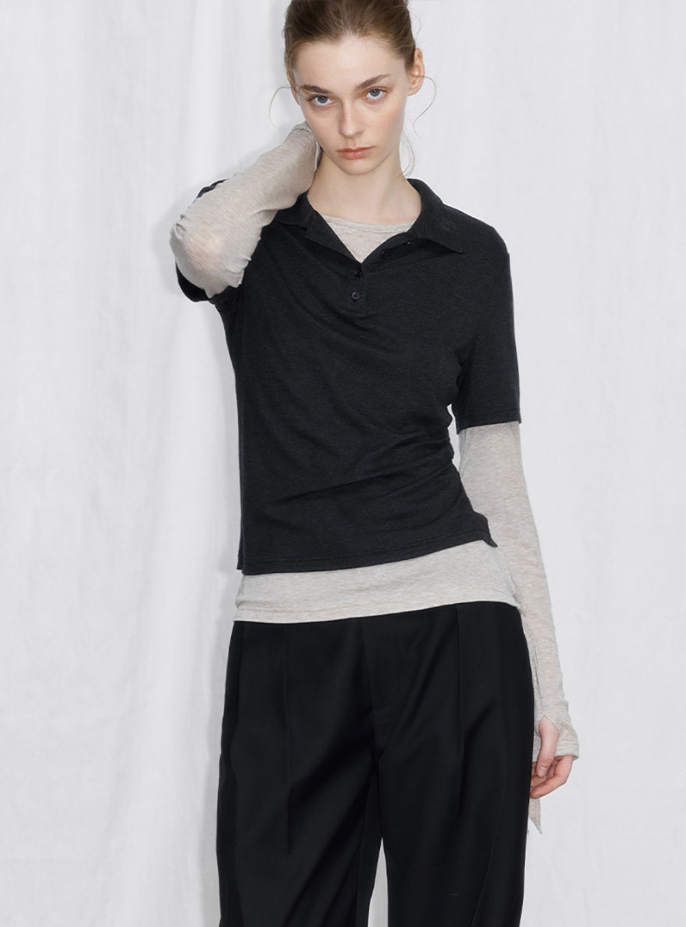 Contrast Layered Wool Knit Top (4 Colors)