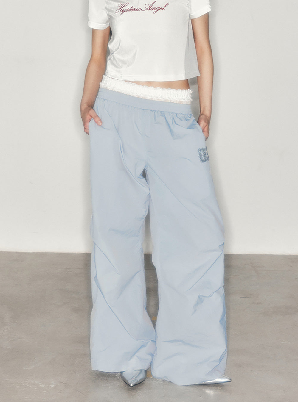 Double Waistband Wide-Leg Pants