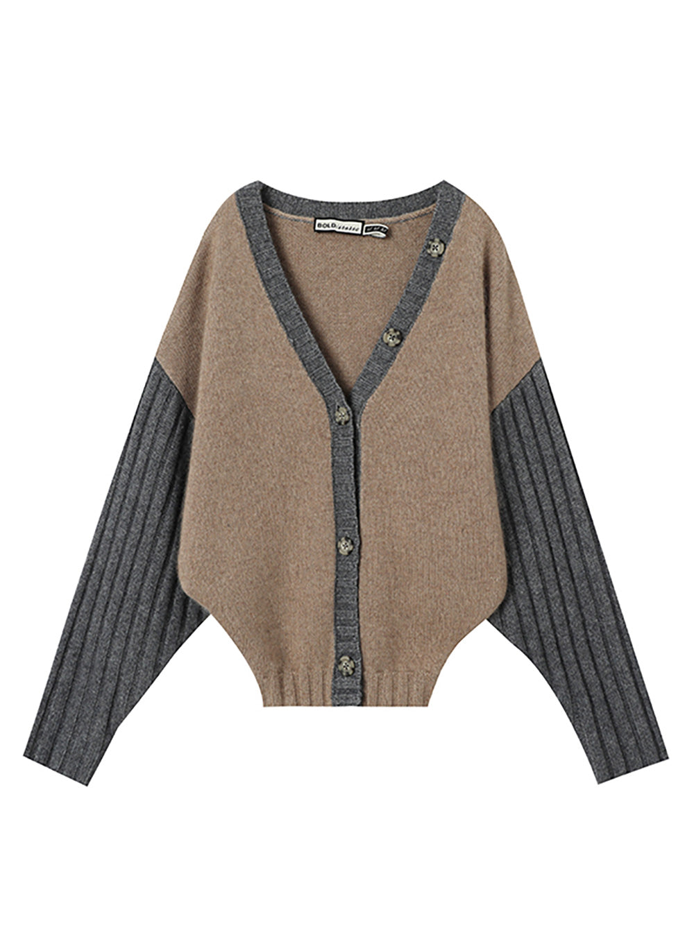 Two-Tone Wool Blend Cardigan