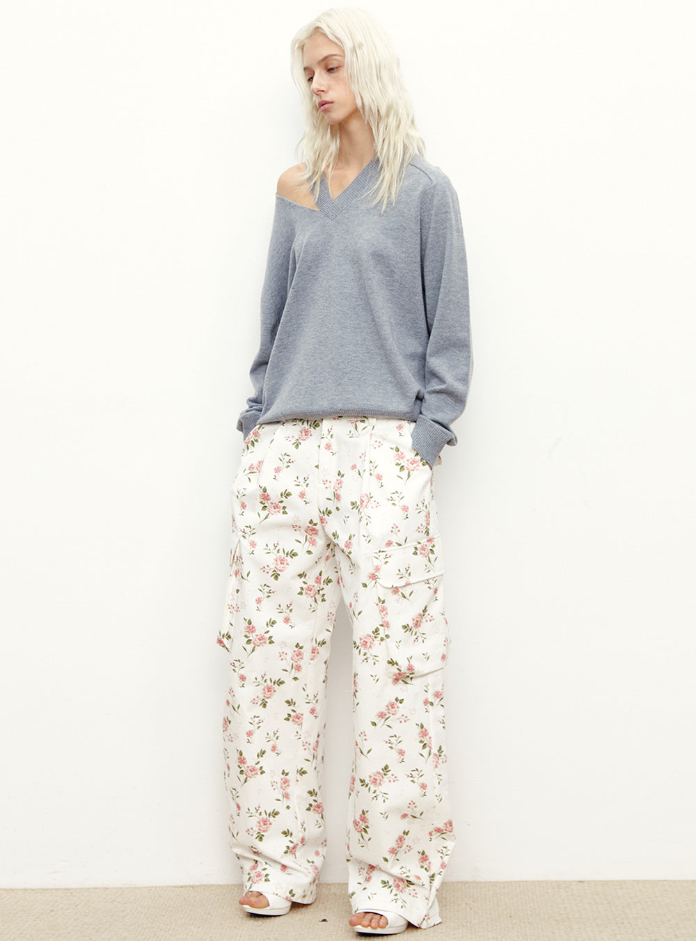 Floral Printed Cargo Pants (2color)