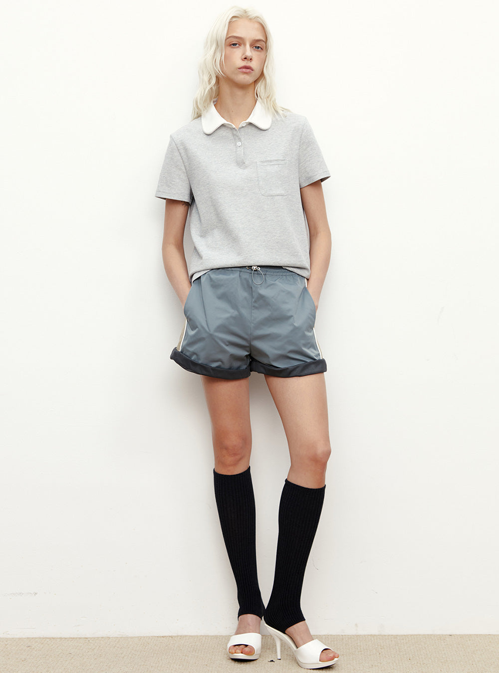 Contrast Collar Fitted Polo Shirt (2color)