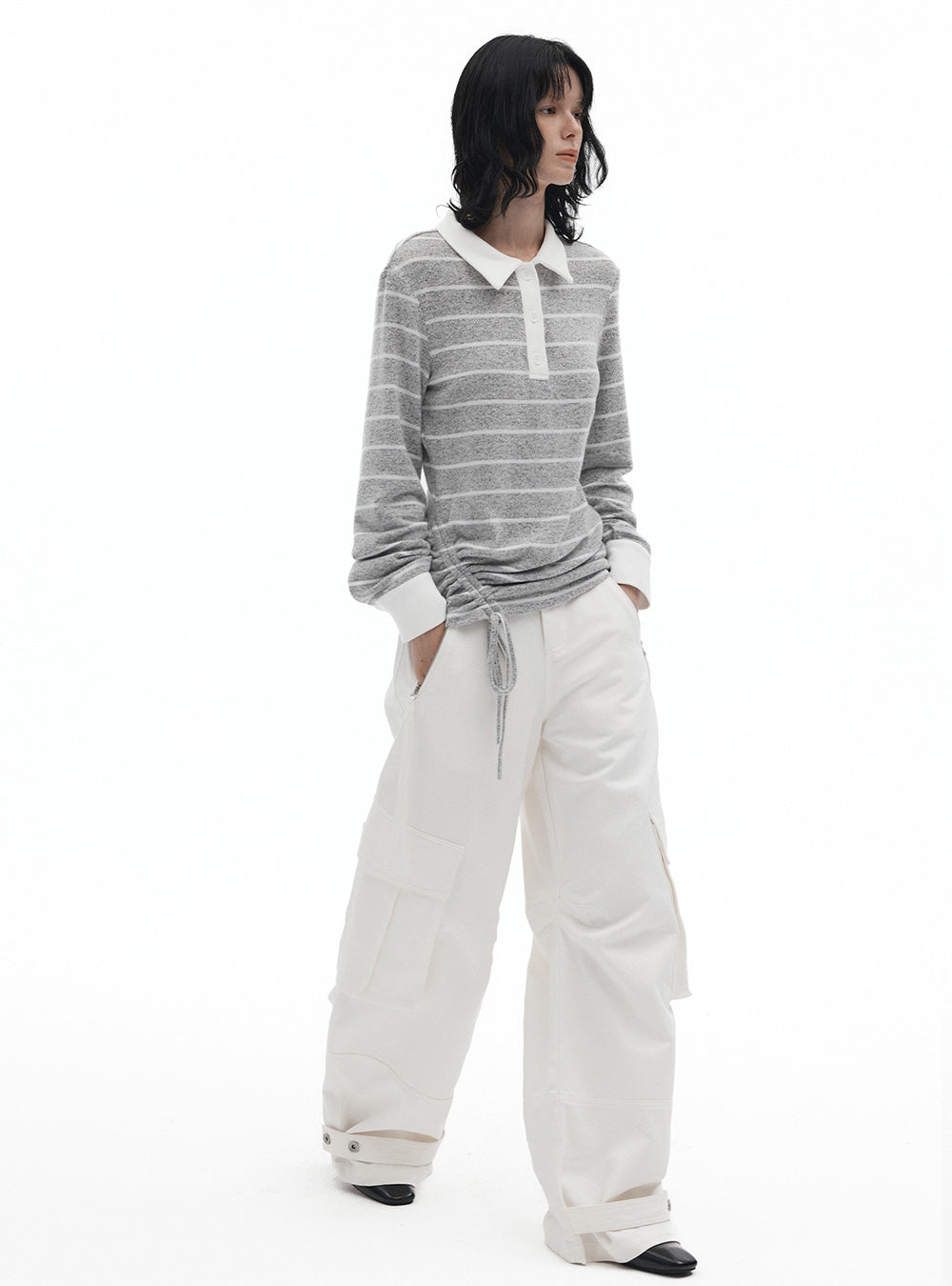 Striped Knit Polo Pullover (2color)