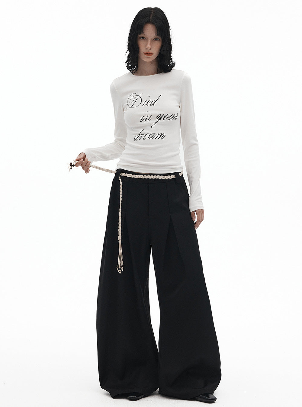 Printed Letter Slim-Fit Long Sleeve T-Shirt (2type)