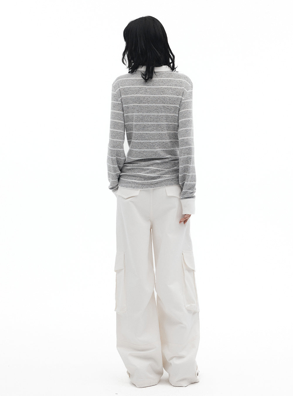 Striped Knit Polo Pullover (2color)