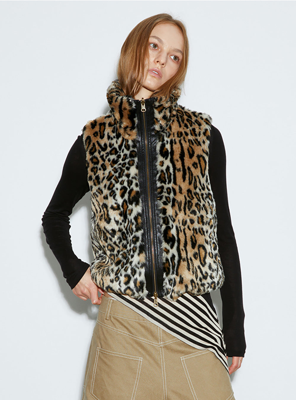 Product Name: Leopard Print Faux Fur Vest