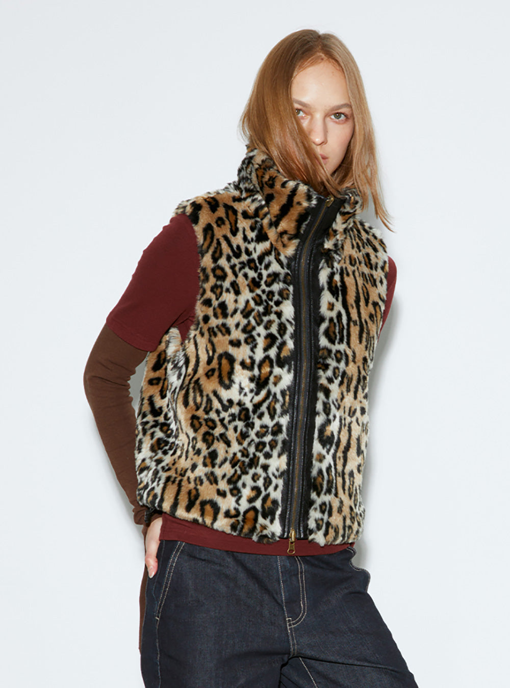 Product Name: Leopard Print Faux Fur Vest