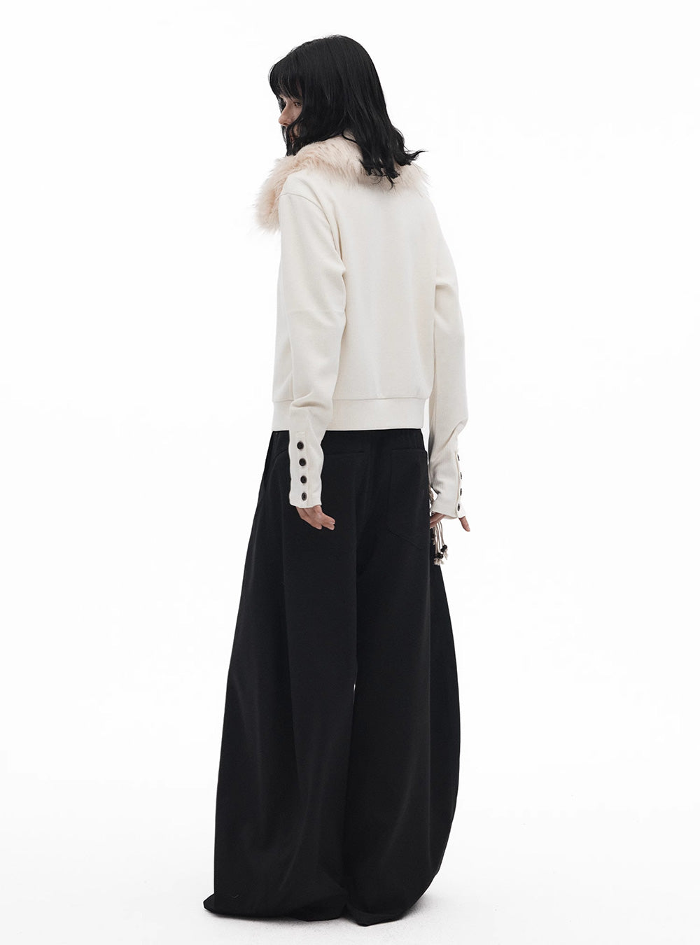 Detachable Faux Fur Collar Knit Cardigan