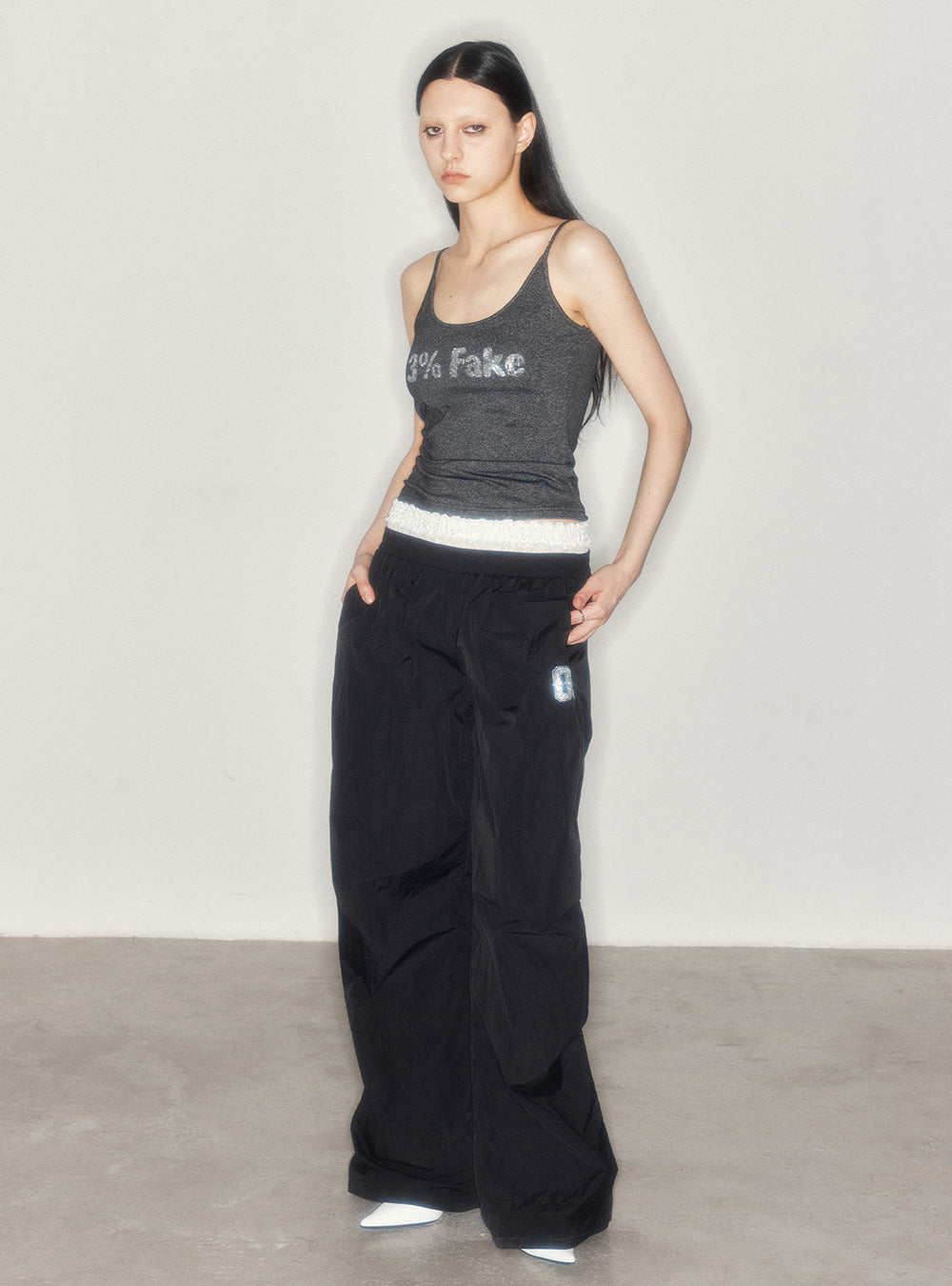 Double Waistband Wide-Leg Pants