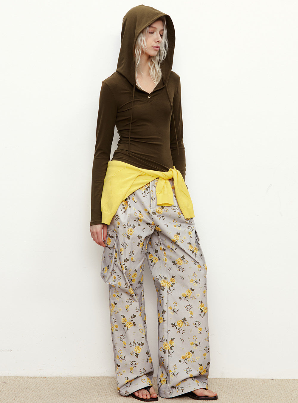 Floral Printed Cargo Pants (2color)