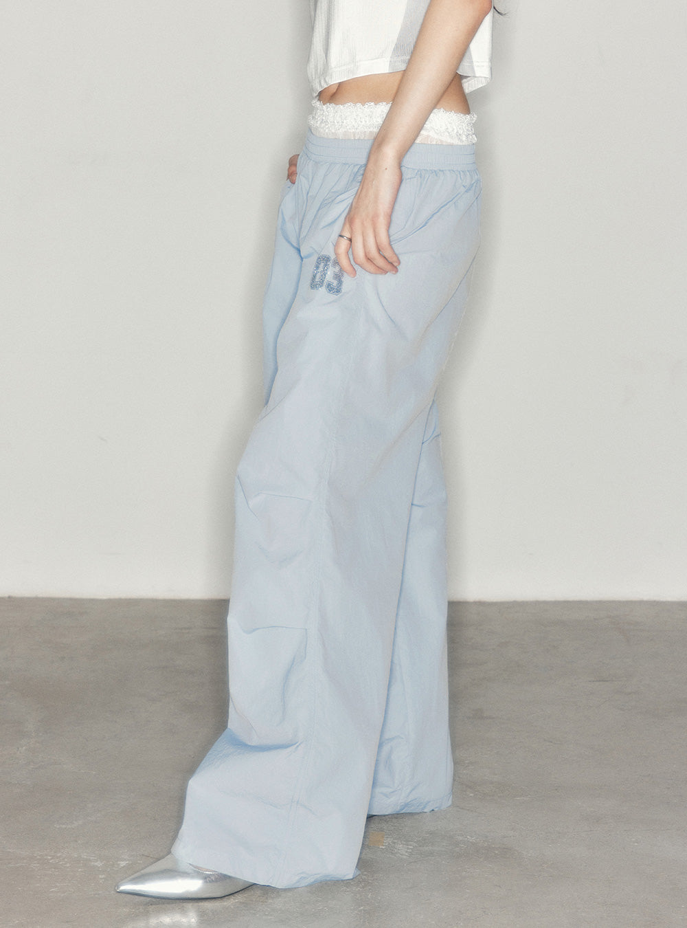 Double Waistband Wide-Leg Pants