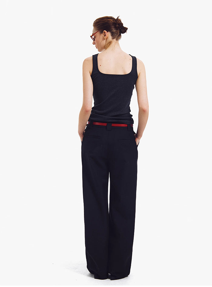 Tailored Wide-Leg Pants (Black)