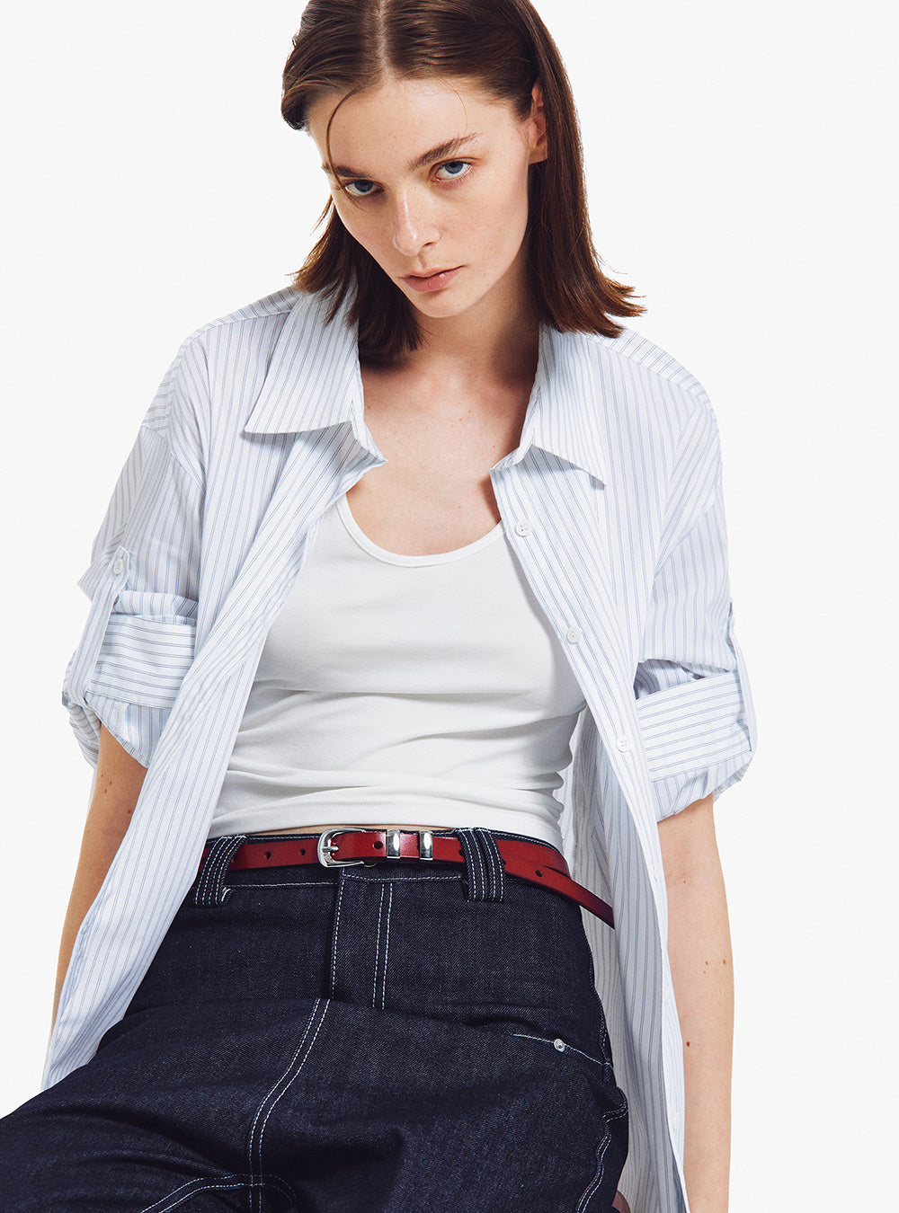 Classic Striped Convertible Long-Sleeve Shirt