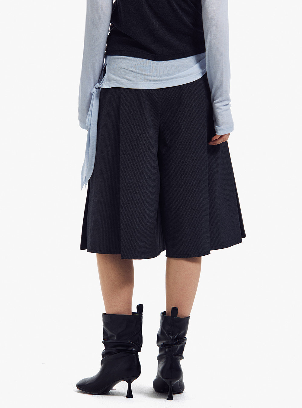 Striped Pleated A-Line Shorts (2color)