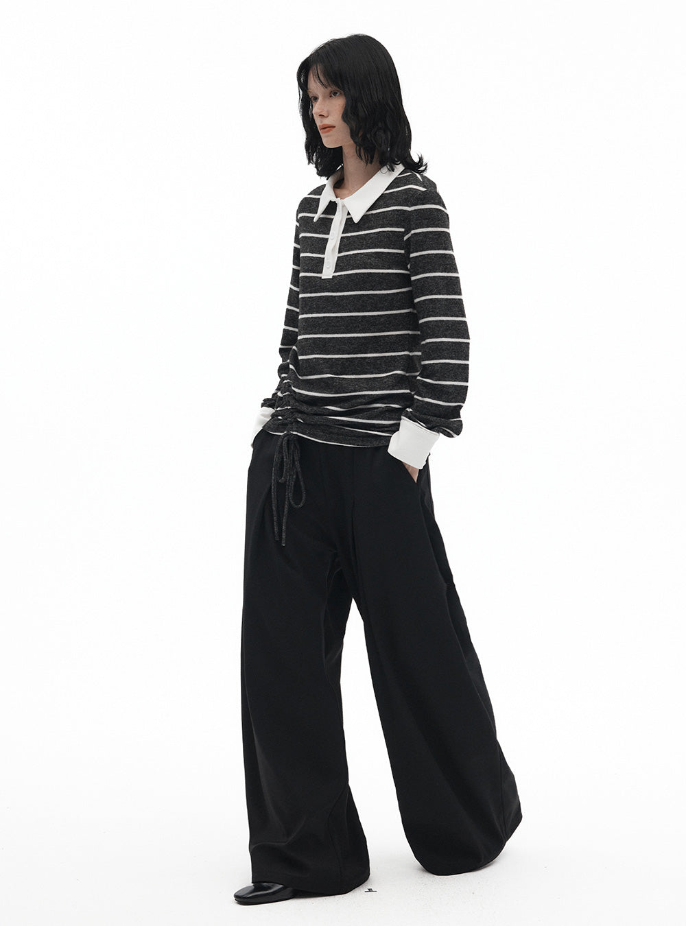 Striped Knit Polo Pullover (2color)