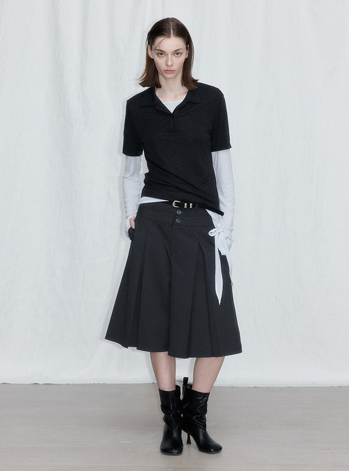 Striped A-Line Wide Pants (2 Colors)