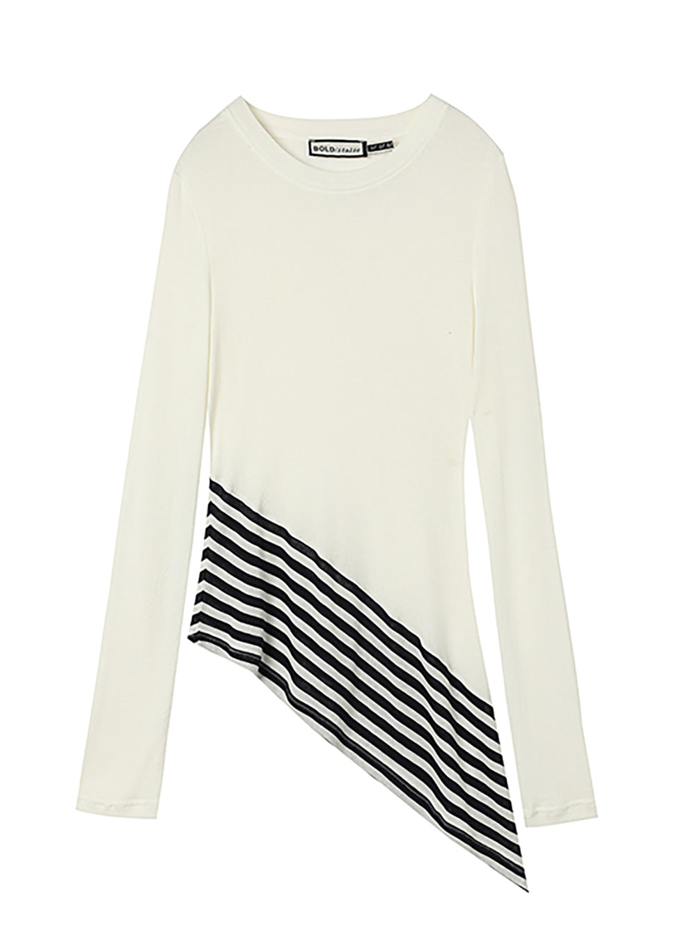 Striped Wool-Silk Long Sleeve Top (3color)