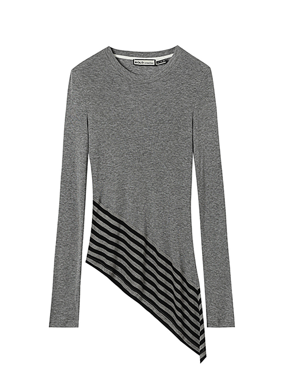 Striped Wool-Silk Long Sleeve Top (3color)