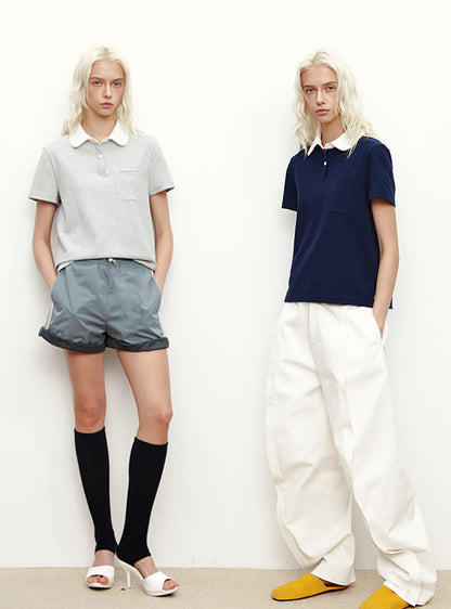 Contrast Collar Fitted Polo Shirt (2color)