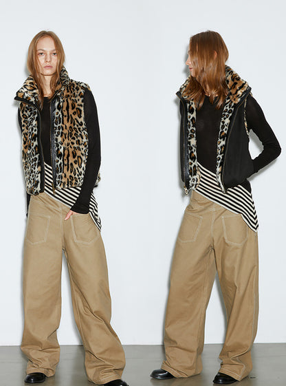 Product Name: Leopard Print Faux Fur Vest