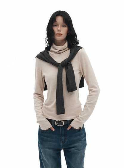 Fitted Turtleneck Knit Top (2color)