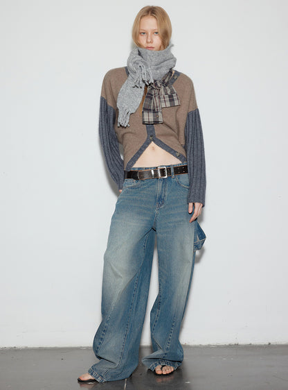 Two-Tone Wool Knit Scarf