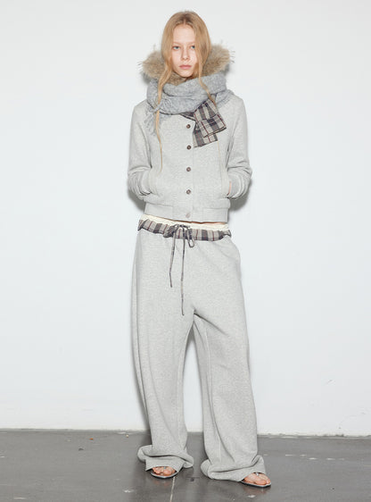 Two-Tone Wool Knit Scarf