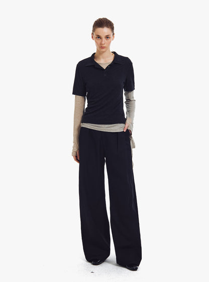 Tailored Wide-Leg Pants (Black)