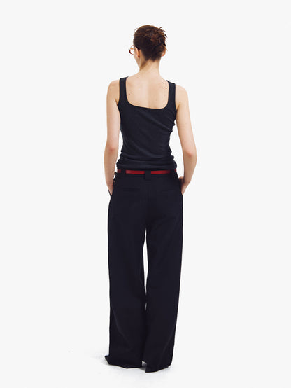 Tailored Wide-Leg Pants (Black)