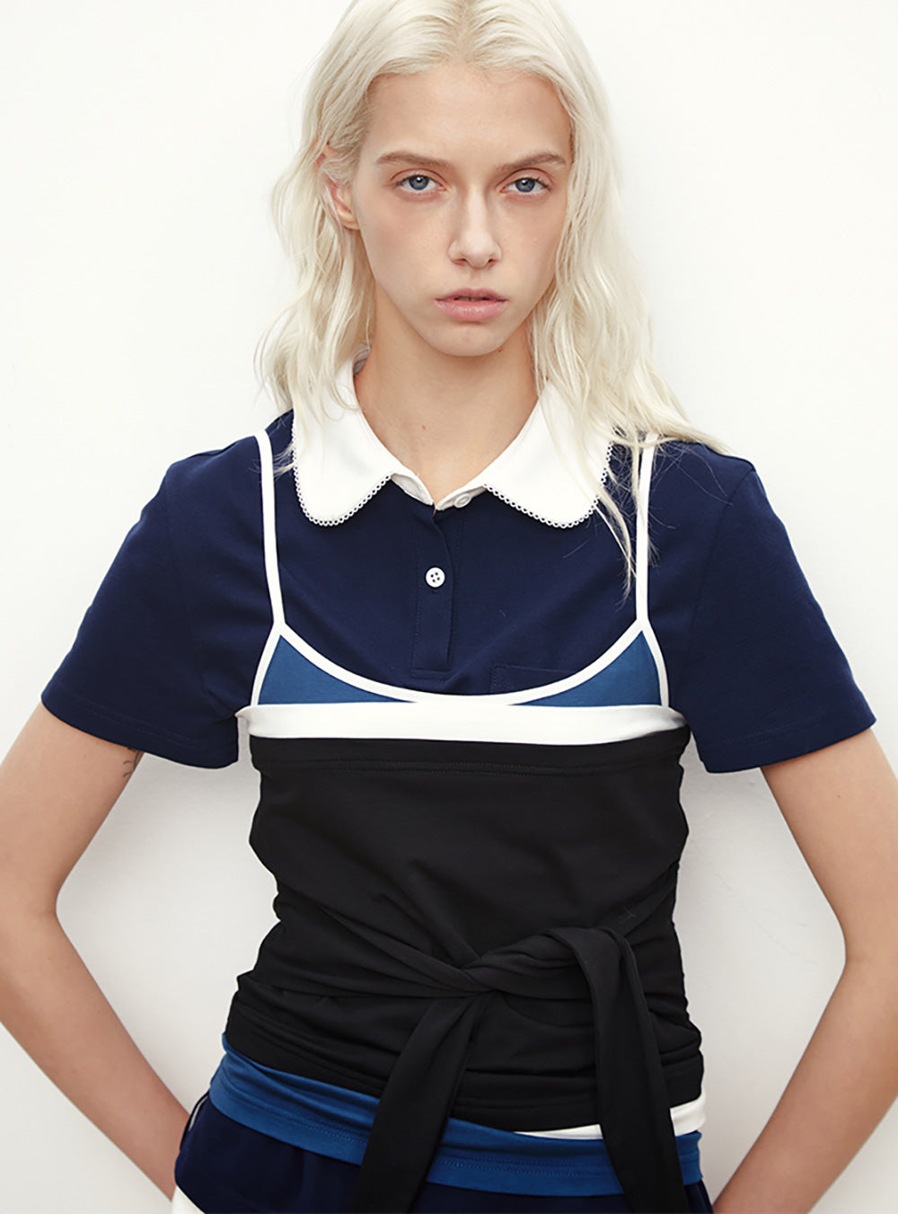 Contrast Collar Fitted Polo Shirt (2color)