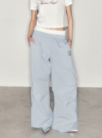 Double Waistband Wide-Leg Pants