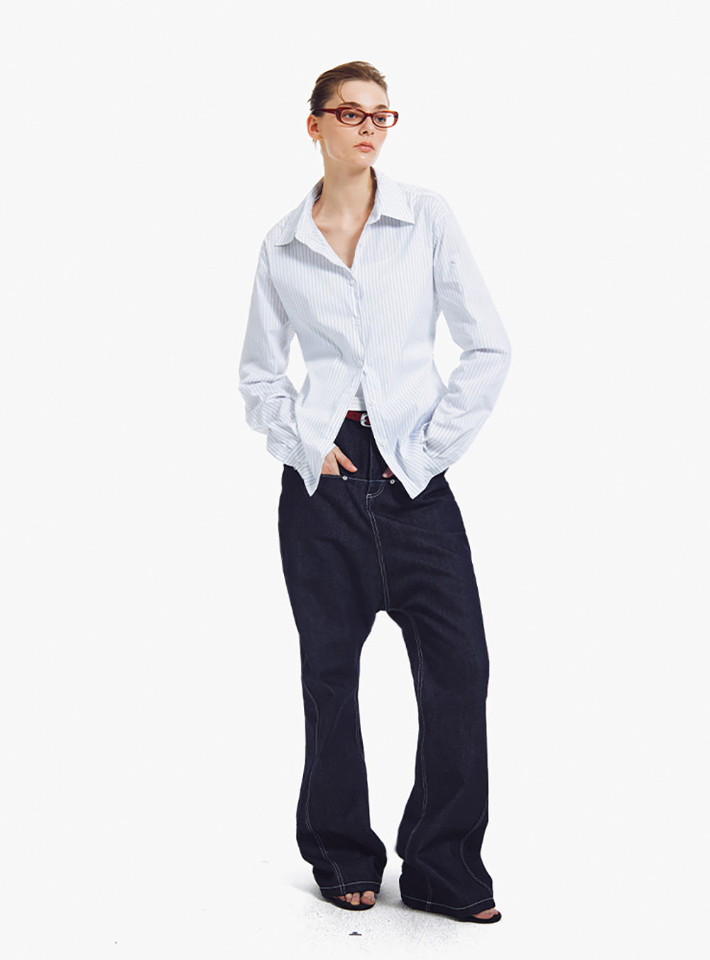 Classic Striped Convertible Long-Sleeve Shirt