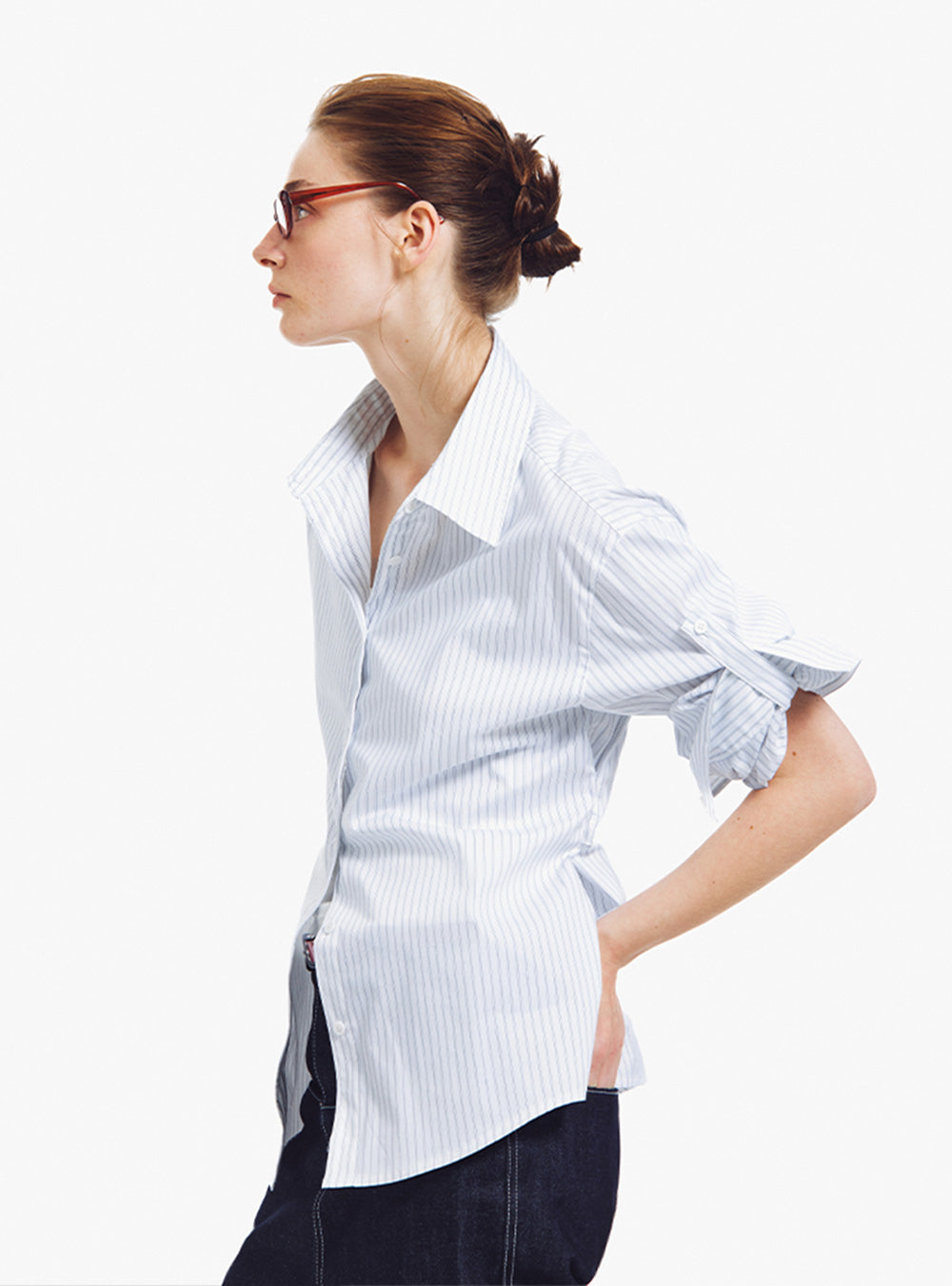 Classic Striped Convertible Long-Sleeve Shirt
