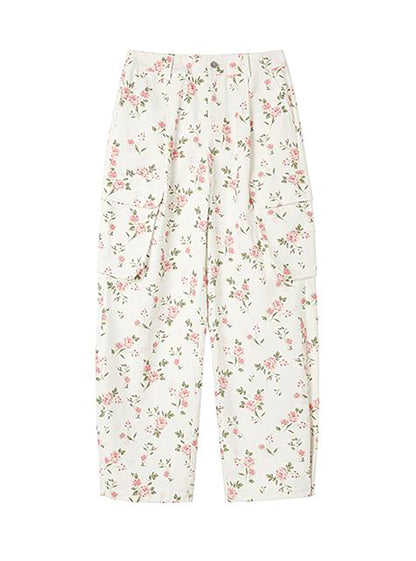 Floral Printed Cargo Pants (2color)