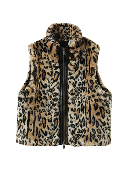 Product Name: Leopard Print Faux Fur Vest