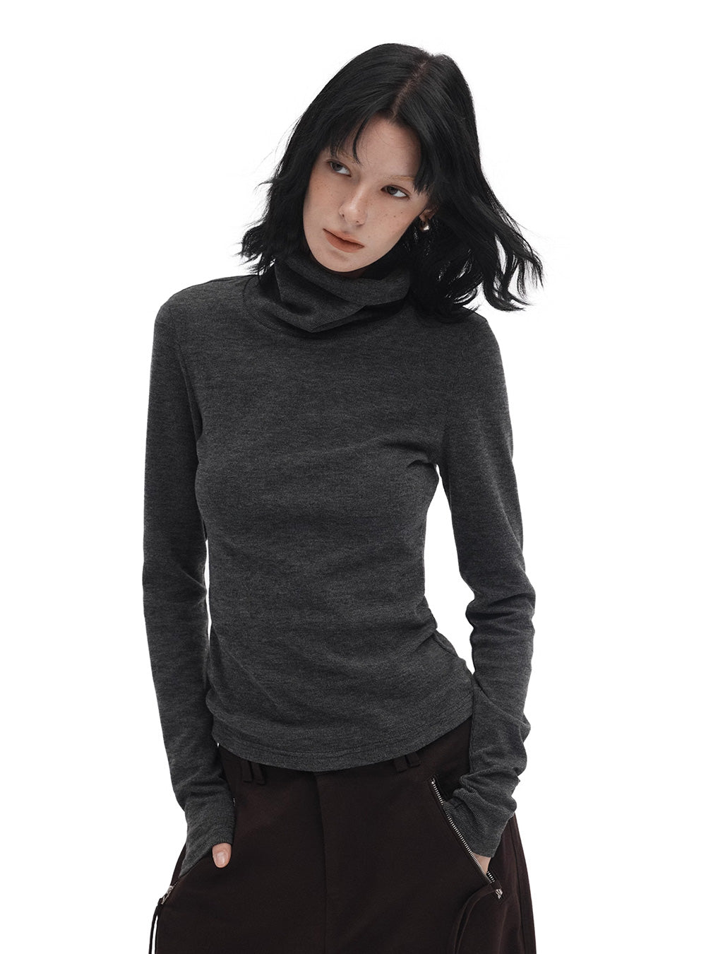 Fitted Turtleneck Knit Top (2color)