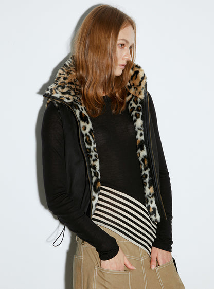 Product Name: Leopard Print Faux Fur Vest