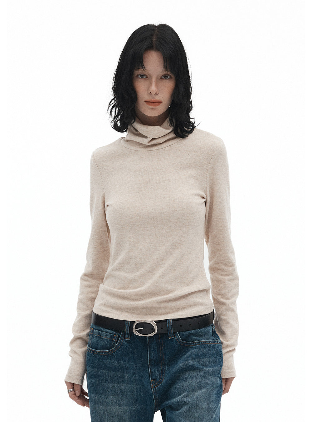 Fitted Turtleneck Knit Top (2color)