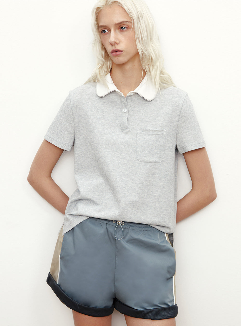 Contrast Collar Fitted Polo Shirt (2color)
