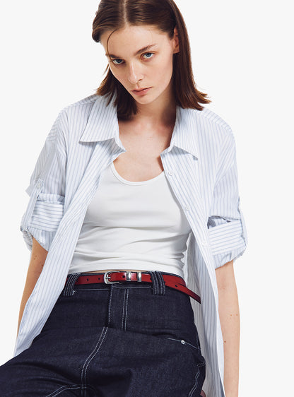 Classic Striped Convertible Long-Sleeve Shirt