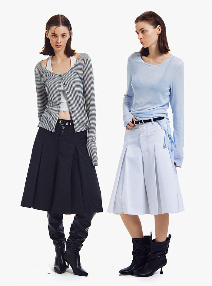 Striped A-Line Wide Pants (2 Colors)